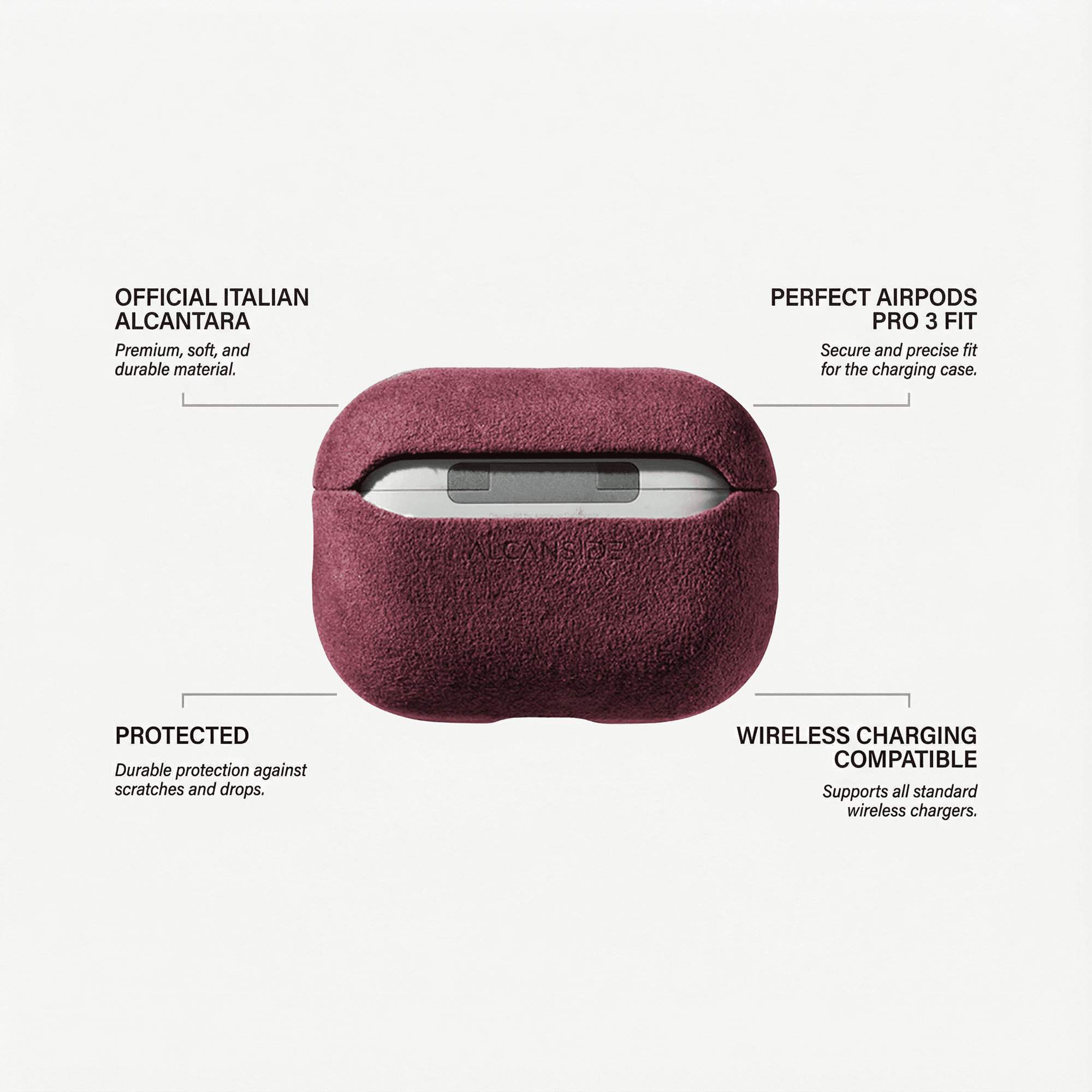AirPods Pro (3rd Generation) Alcantara Case - Wine Red - Alcanside