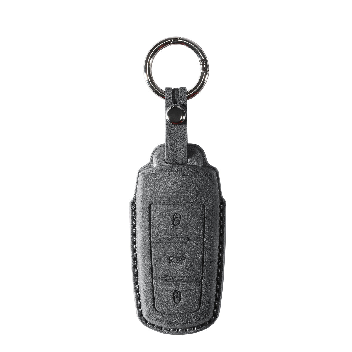 Alcantara Car Key Fob Cover for Volkswagen | Model J with Buckle - Space Grey - Alcanside