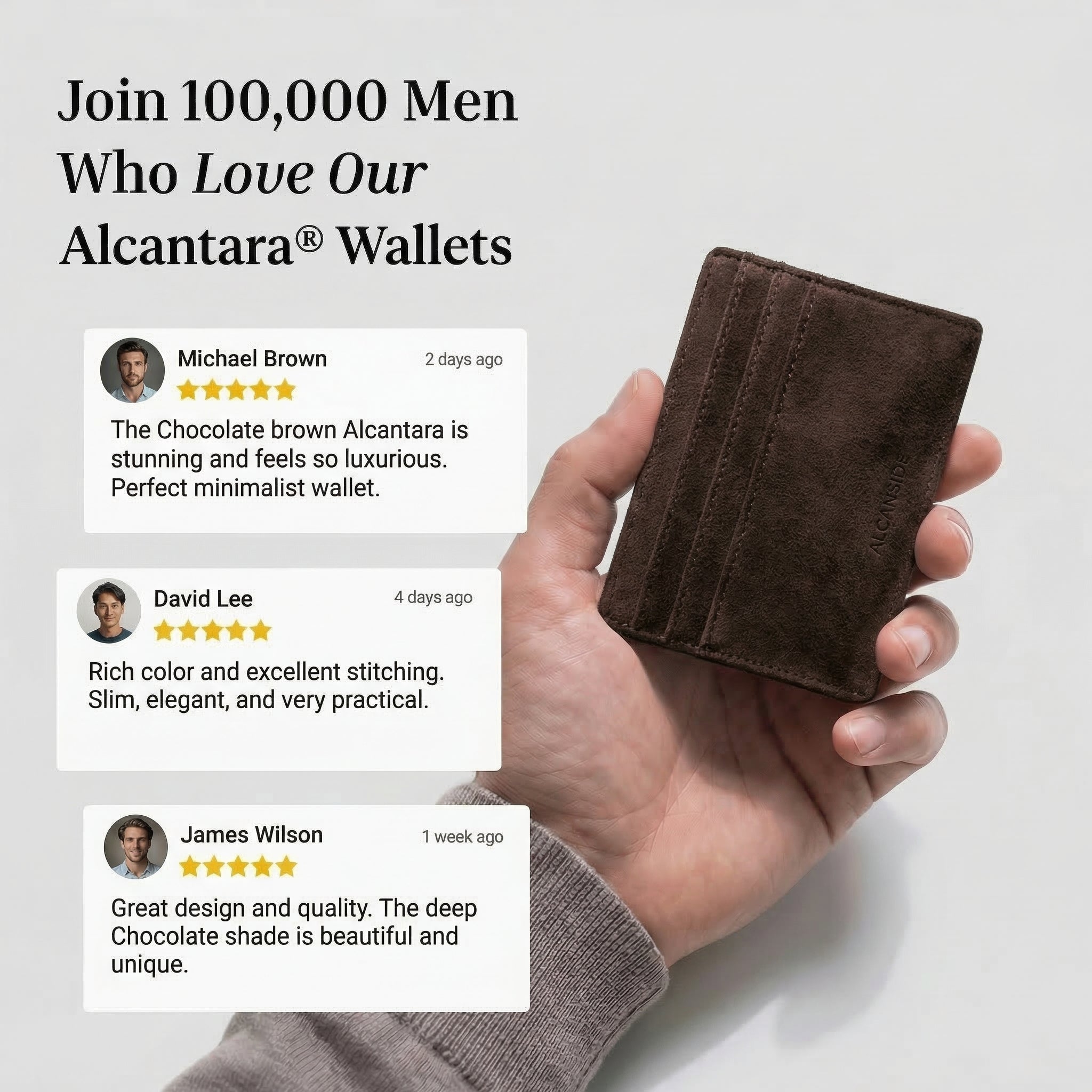 Alcantara Card Wallet - Chocolate Brown - Alcanside