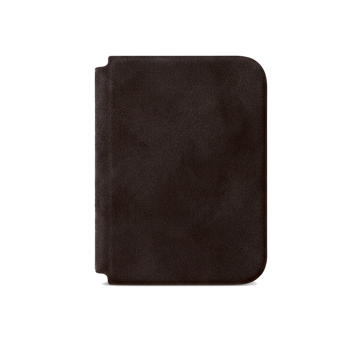 Chocolate Brown Alcantara folio case for iPhone Duo, front cover closed