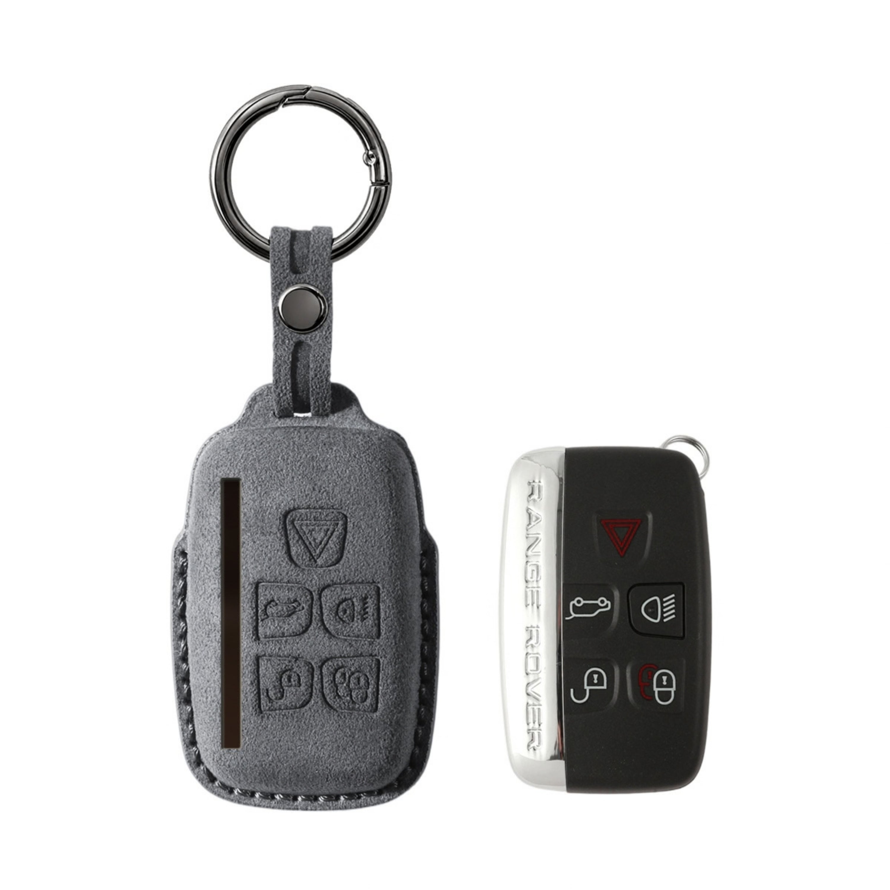 Alcantara Car Key Fob Cover for Land Rover Model A - Space Grey