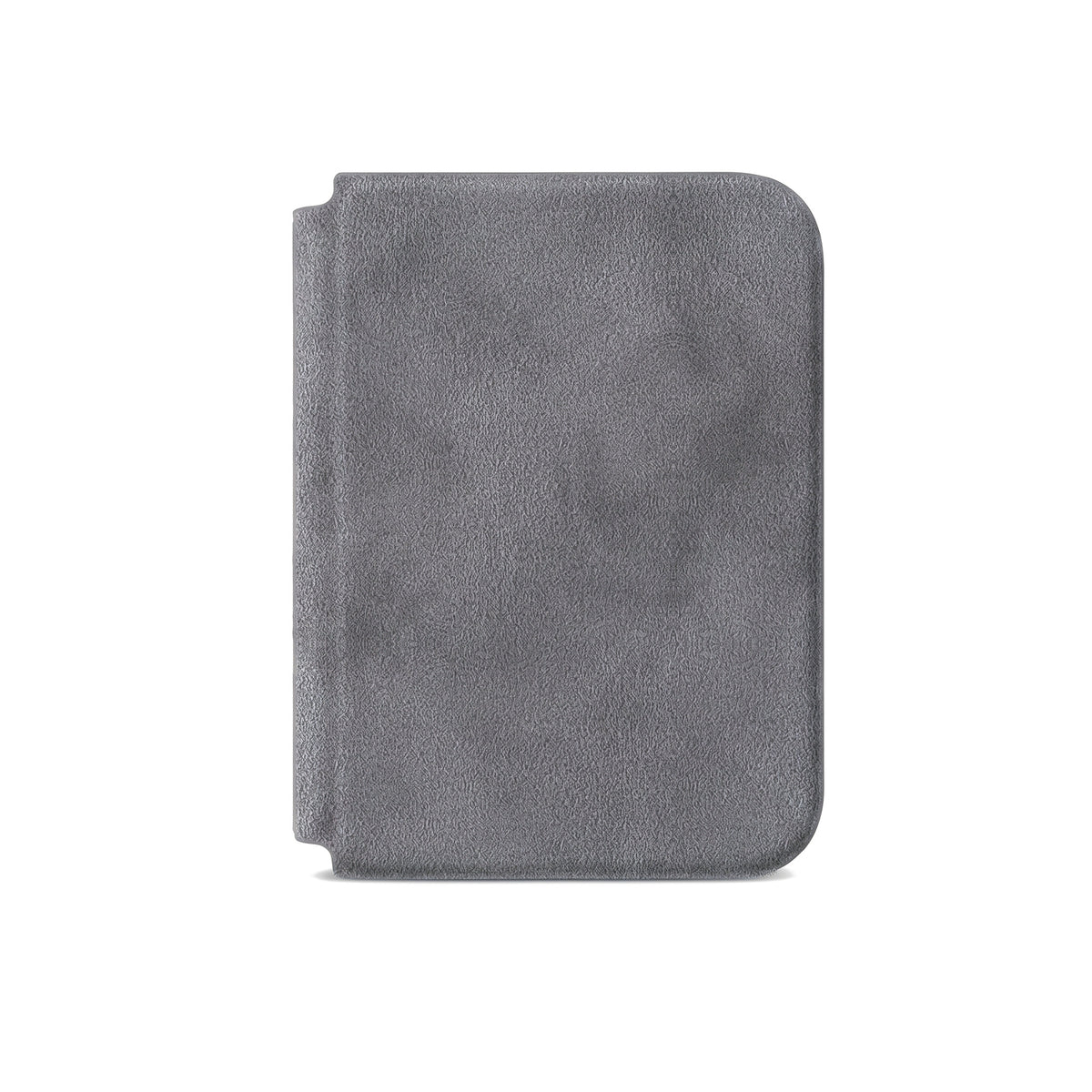Nardo Gray Alcantara folio case for iPhone Duo, front cover closed