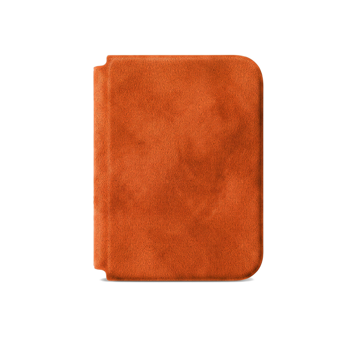 Orange Alcantara folio case for iPhone Duo, front cover closed