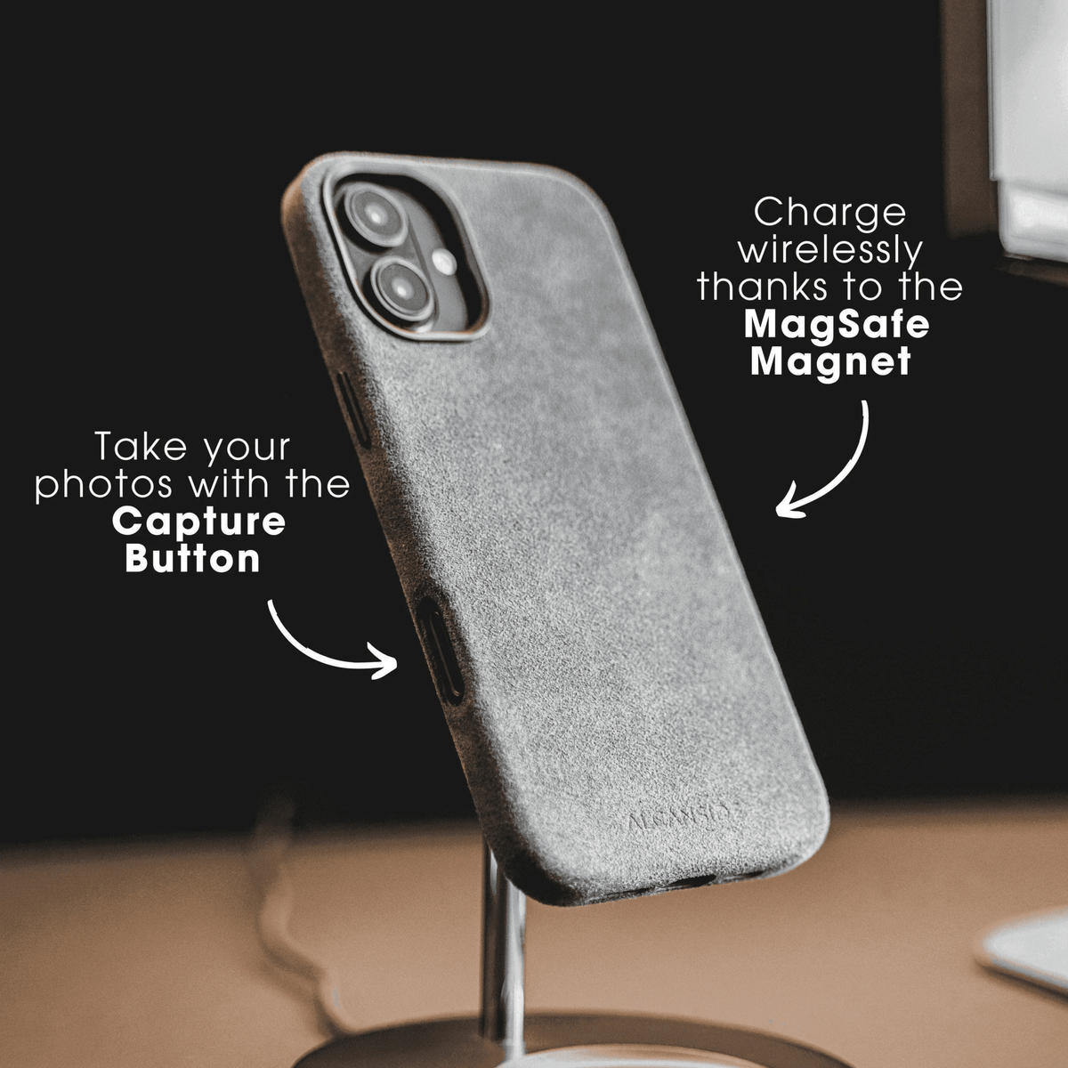 iPhone 16e - Alcantara Case - Space Grey - Alcanside